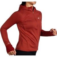 Brooks Notch Thermal 2.0 Womens Running Hoody Red Hooded Pockets Sports Training