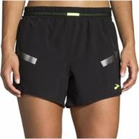 Brooks Carbonite Womens Running Shorts Black 4 Inch Moisture Wicking Zip Pocket