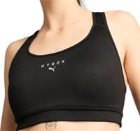 Puma X HYROX Mid Impact Womens Sports Bra Black Moisture Wicking Gym Workout Run - L Regular
