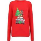 Christmas Xmas Stacked Car Womens Christmas Jumper - Red