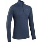 More Mile Mens Core Training Top Half Zip Long Sleeve Blue Sports Fitness Jersey