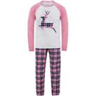 Tokyo Laundry Reindeer 2 Piece Womens Christmas Pyjama Set - Pink - XL Regular