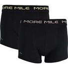 More Mile Classic (2 Pack) Mens Boxer Shorts - Black - M Regular
