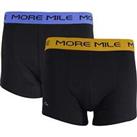 More Mile Classic (2 Pack) Mens Boxer Shorts - Black - M Regular