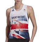 adidas Womens Team GB Running Vest Tank Sleeveless Top - White - UK Size Regular