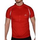 More Mile Mens Short Sleeve Half Zip Cycling Jersey - Red