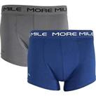 More Mile Classic (2 Pack) Mens Boxer Shorts - Blue - M Regular