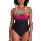 Speedo Womens Digital Placement Medalist Swimsuit - Black - 36" Regular