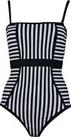 Avon Womens Monochrome Stripe Swimsuit Swimming Costume Adjustable - Black - 12 - 14 Regular
