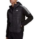 adidas Mens Essentials Insulated Hooded Hybrid Jacket Outdoor Hiking - Black - XL Regular