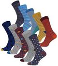 More Mile Design Mens 10 Pack Socks Spots and Stripes Smart Stylish Comfortable - 6-11 Regular