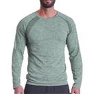 Ohmme Mens Orion Long Sleeve Top Green Eco Friendly Gym Training Workout Yoga