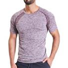 Ohmme Mens OM Short Sleeve Yoga Top Purple Compression Fit Designed For Inversio