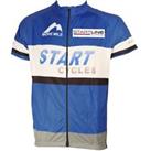 More Mile Mens Short Sleeve Cycling Jersey Blue Team Start Cycles Full Zip Top