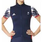 adidas Womens Team GB Replica Short Sleeve Top Ziped Cycling Jersey - Navy