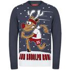 Christmas Run Rudolph Run Motif Mens Christmas Jumper - Blue - 3XL Regular