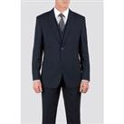 Jeff Banks Navy Blue Plain Wool Blend Regular Fit Travel Men's Suit Jacket