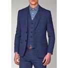 Limehaus Bright Blue Check Skinny Fit Men's Suit Jacket