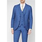 Jeff Banks Stvdio Super Slim Fit Blue Summer Check Brit Men's Suit Jacket