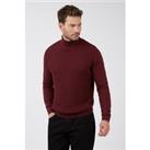 Racing Green Wine Red Watson Textured Front Roll Neck Jumper Red