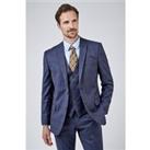 Racing Green Tailored Fit Navy Blue & Caramel Check Men's Suit Jacket