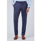 Racing Green Tailored Fit Navy Blue & Caramel Check Men's Trousers
