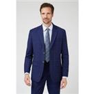 Jeff Banks Navy Blue Checked Men's Regular Fit Suit Jacket