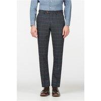 Marc Darcy Eton Blue Tweed Check Slim Fit Men's Trousers, Grey