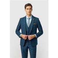 Marc Darcy Slim Fit Dion Blue Tweed Herringbone Check Men's Suit Jacket