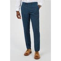 Marc Darcy Slim Fit Dion Blue Tweed Herringbone Check Men's Trousers