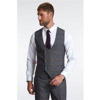 Marc Darcy Slim Fit Jenson Grey Check Double Breasted Waistcoat by Suit Direct