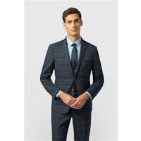 Marc Darcy Tailored Fit Jenson Navy Blue Check Men's Suit Jacket