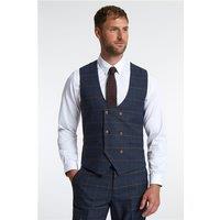 Marc Darcy Tailored Fit Jenson Navy Blue Check Men's Suit Waistcoat