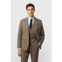 Marc Darcy Tailored Fit Ted Tan Check Men's Suit Jacket