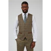 Marc Darcy Tailored Fit Ted Tan Check Men's Suit Waistcoat