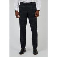 Marc Darcy Tailored Fit Eton Navy Blue Check Men's Suit Trousers