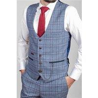 Marc Darcy Slim Fit Blue Abbot Tweed Waistcoat