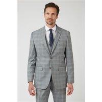 Scott & Taylor Regular Fit Grey Men's Suit Jacket with Blue Overcheck