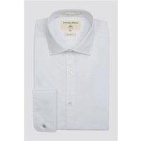 Racing Green White Mens Poplin Shirt, Long Sleeve, Double Cuff, Tailored Fit