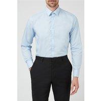 Racing Green Blue Mens Regular Fit Poplin Shirt, Long Sleeve, Double Cuff