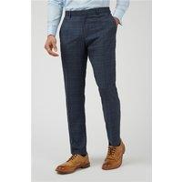 Limehaus Slim Fit Airforce Blue Check Men's Trousers