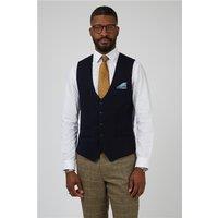 Marc Darcy Slim Fit Single Breasted Kelvin Navy Blue Waistcoat