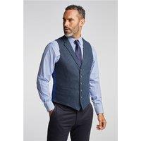 Jeff Banks Navy Blue Herringbone Waistcoat by Suit Direct