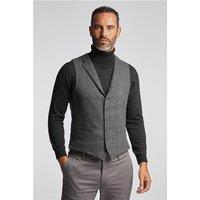 Jeff Banks Charcoal Grey Herringbone Waistcoat by Suit Direct