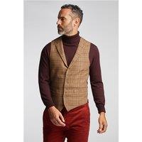 Jeff Banks Brown Check Waistcoat by Suit Direct