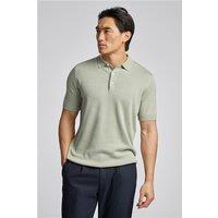 Limehaus Short Sleeve Sage Knitted Regular Fit Polo, Short Sleeve, Green