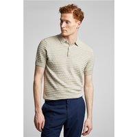 Limehaus Stone Short Sleeved Textured Regular Fit Polo, Short Sleeve. Cotton. Beige by Suit Direct