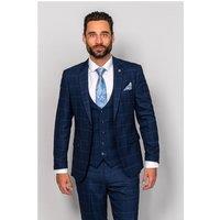 Marc Darcy Edinson Navy Blue Sky Check Men's Slim Fit Suit Jacket