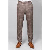 Marc Darcy Slim Fit Ray Tan Check Men's Trousers, Brown