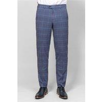 Marc Darcy Slim Fit Drake Navy Check Men's Trousers, Blue